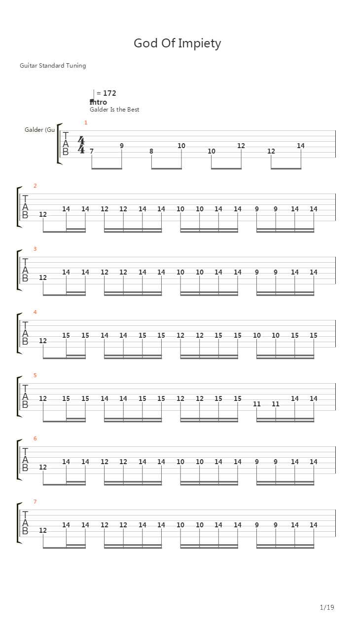 God Of Impiety吉他谱