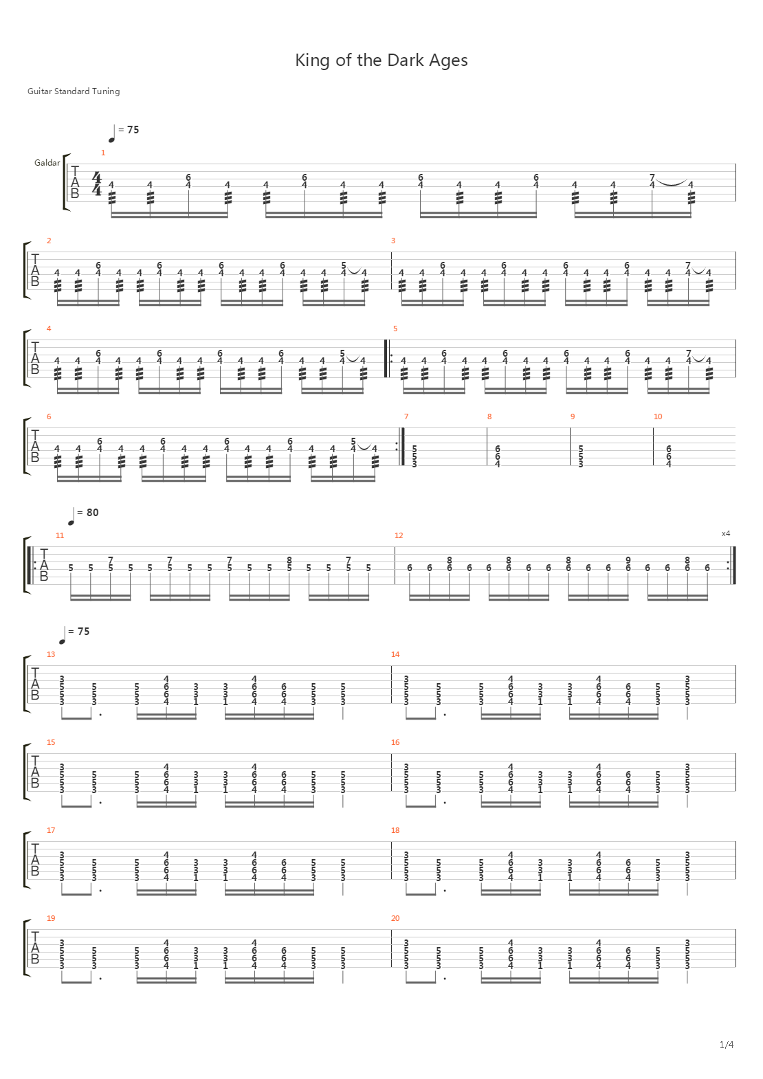 King Of The Dark Ages吉他谱