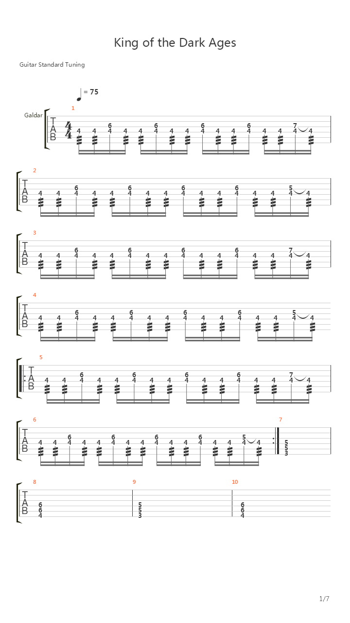 King Of The Dark Ages吉他谱