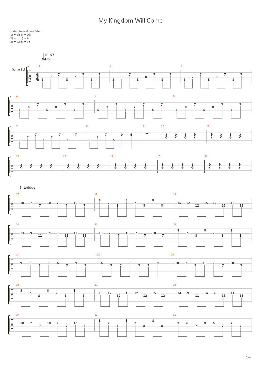 My Kingdom Will Come吉他谱
