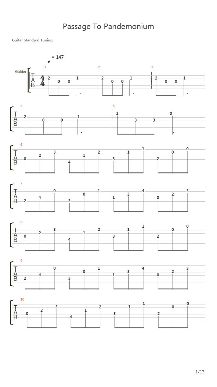 Passage To Pandemonium吉他谱