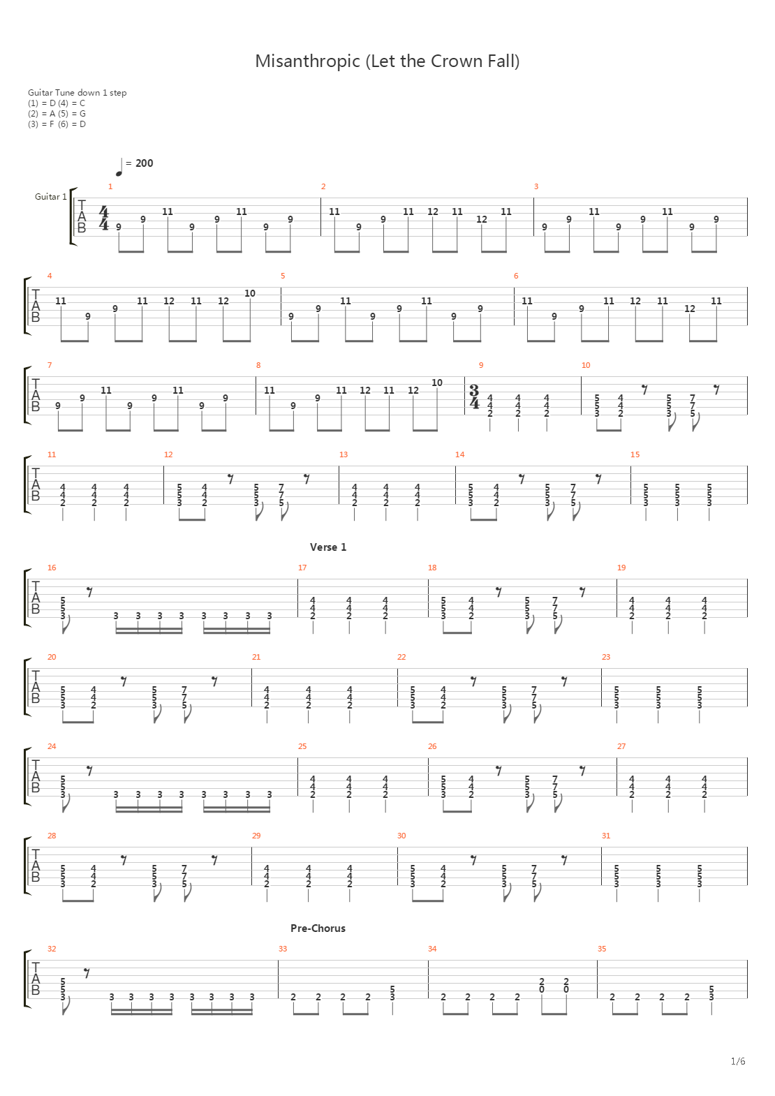 Misanthropic Let The Crown Fall吉他谱