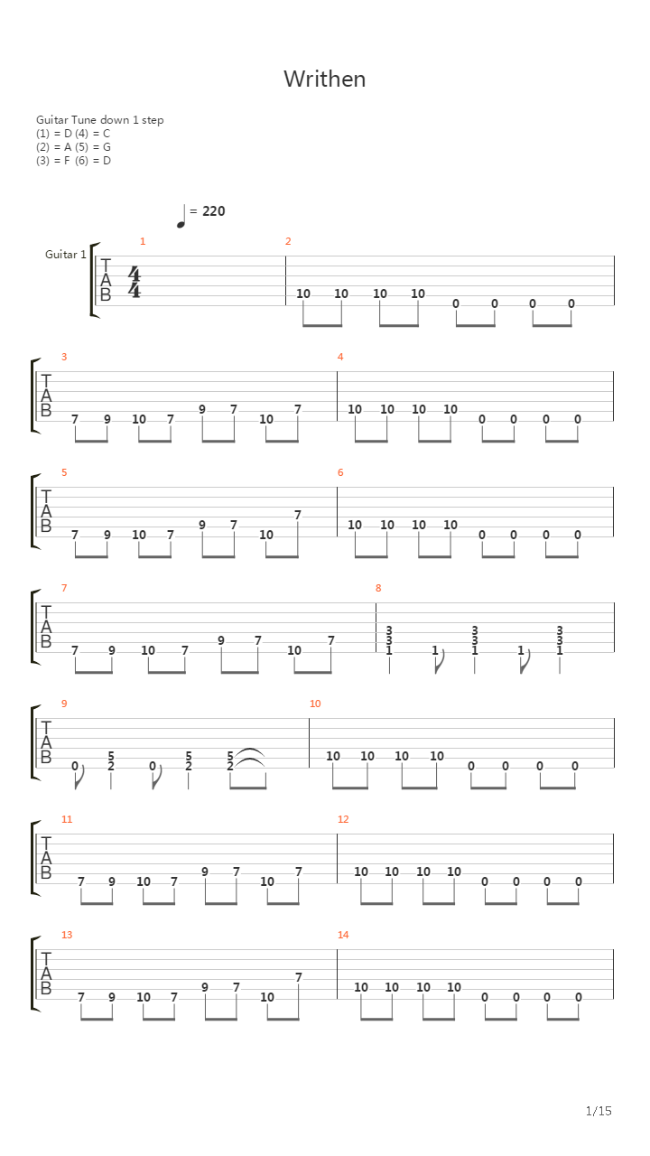 Writhen吉他谱