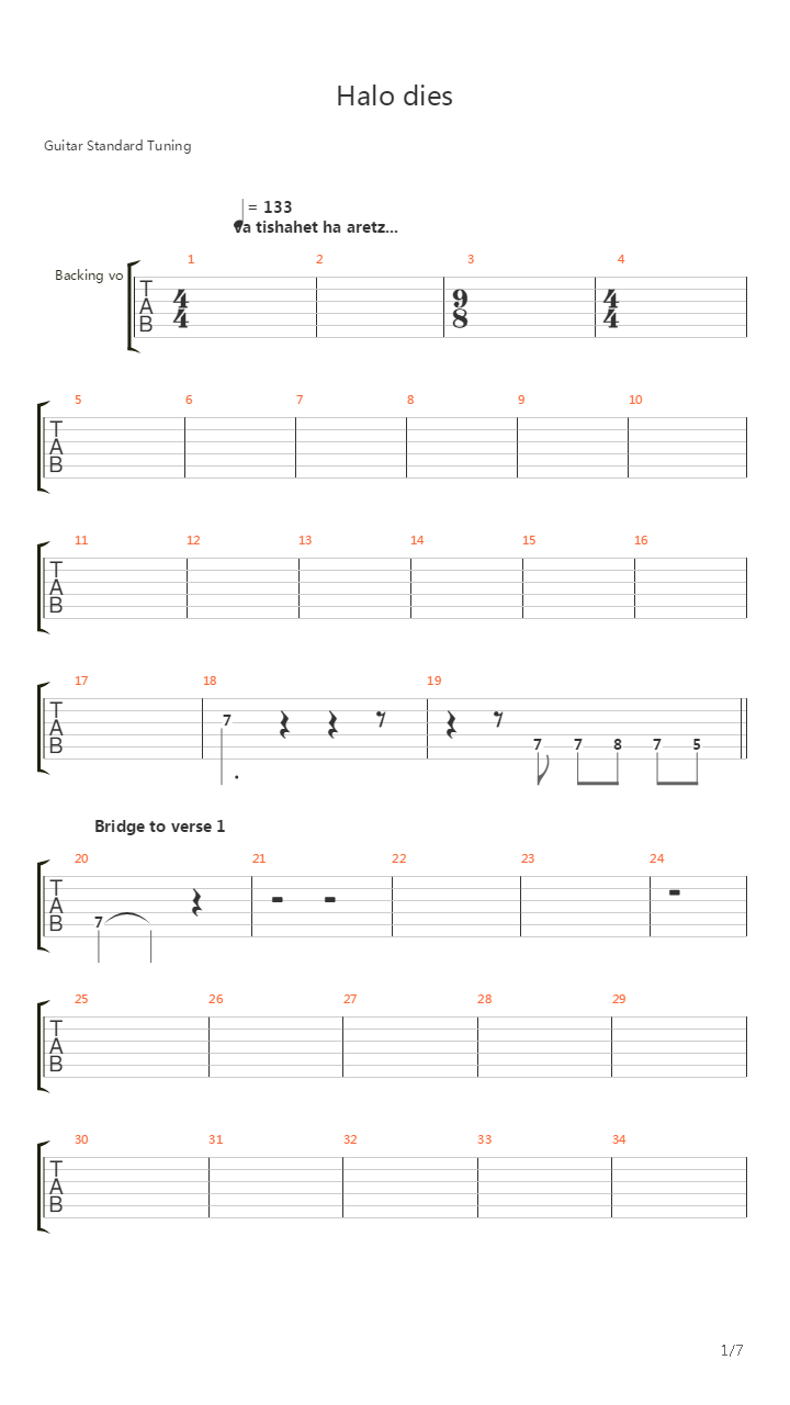 Halo Dies吉他谱