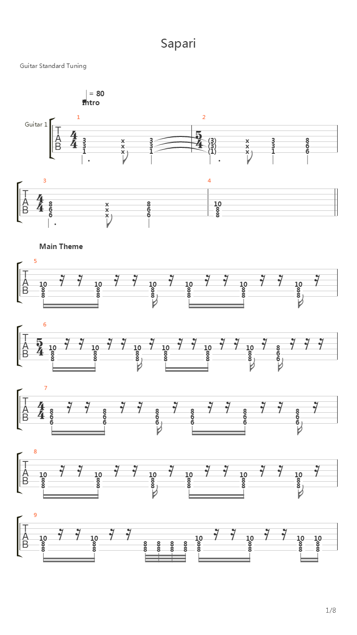 Sapari吉他谱