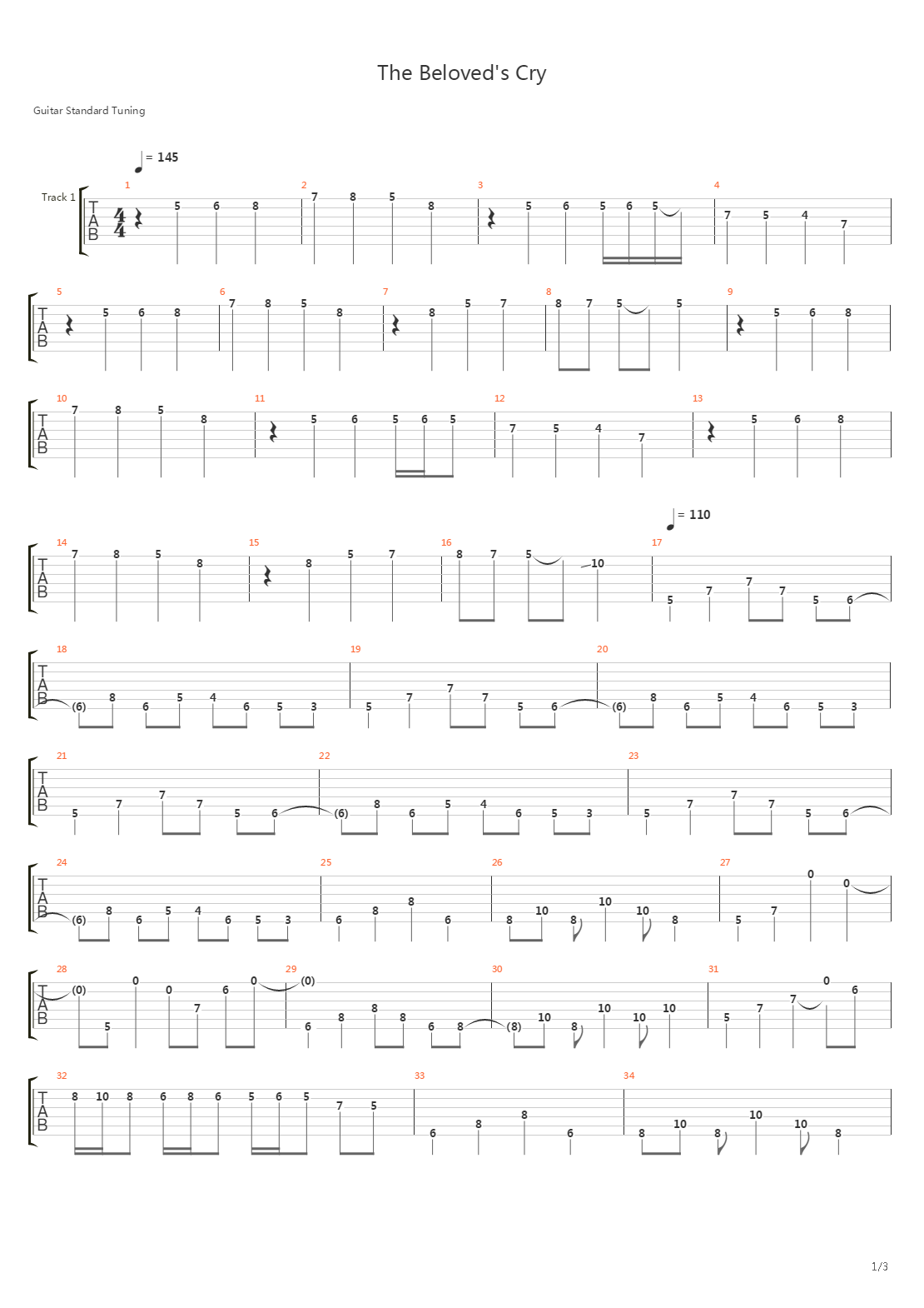 The Beloveds Cry吉他谱