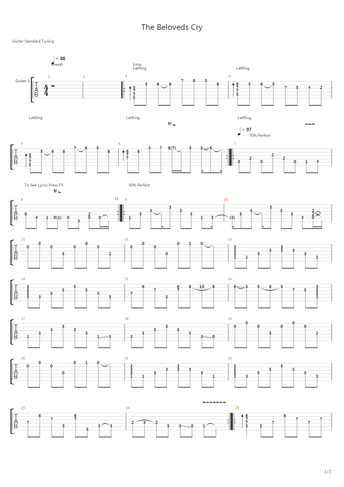 The Beloveds Cry吉他谱