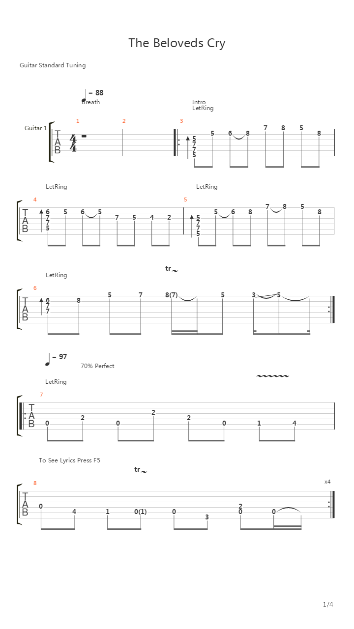 The Beloveds Cry吉他谱