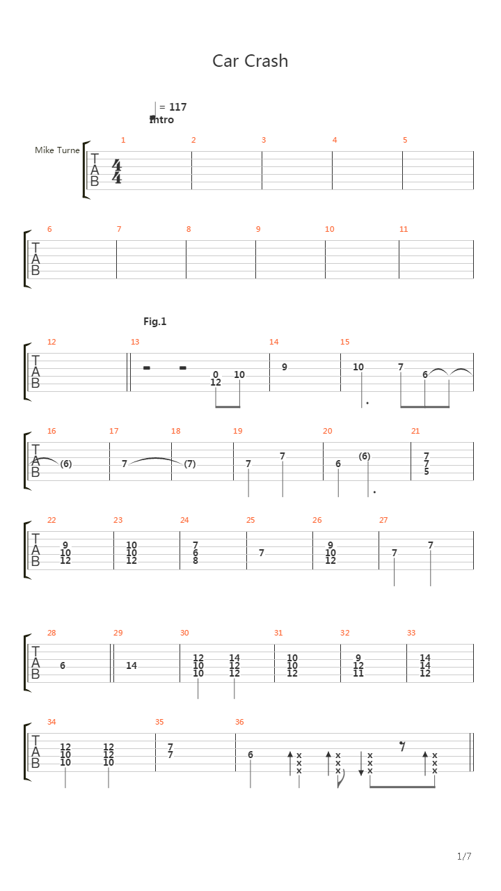 Car Crash吉他谱