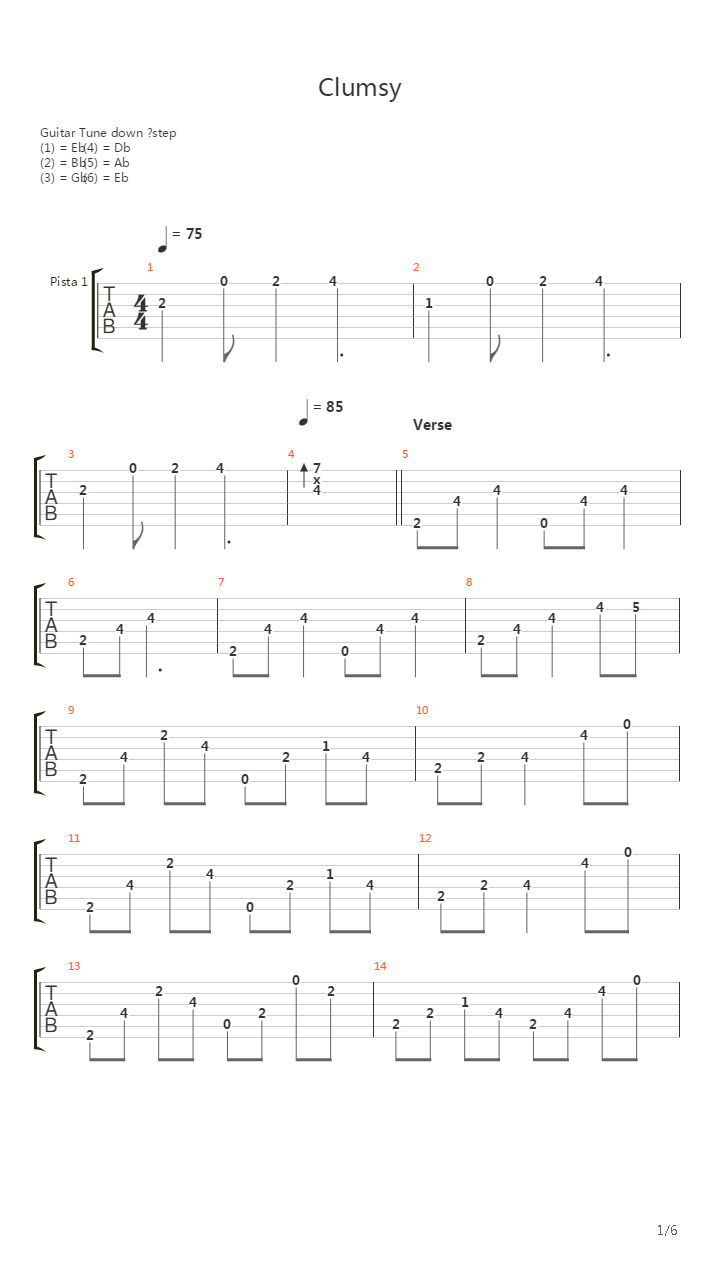 Clumsy吉他谱