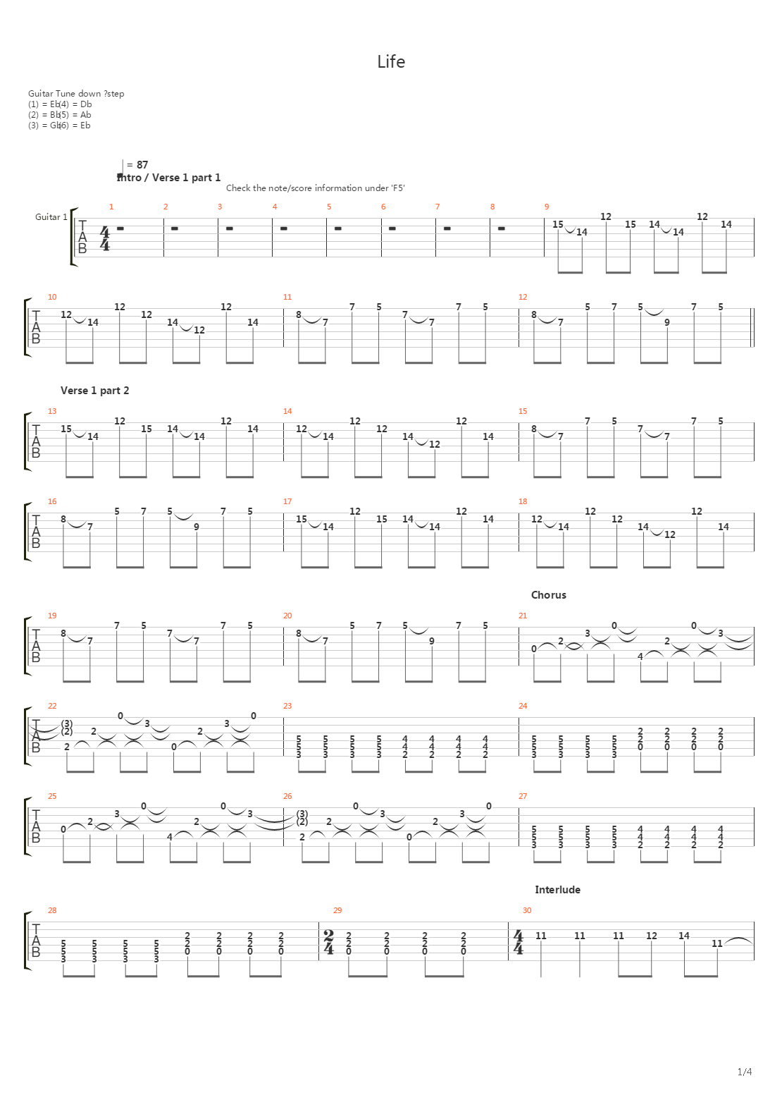 Life吉他谱