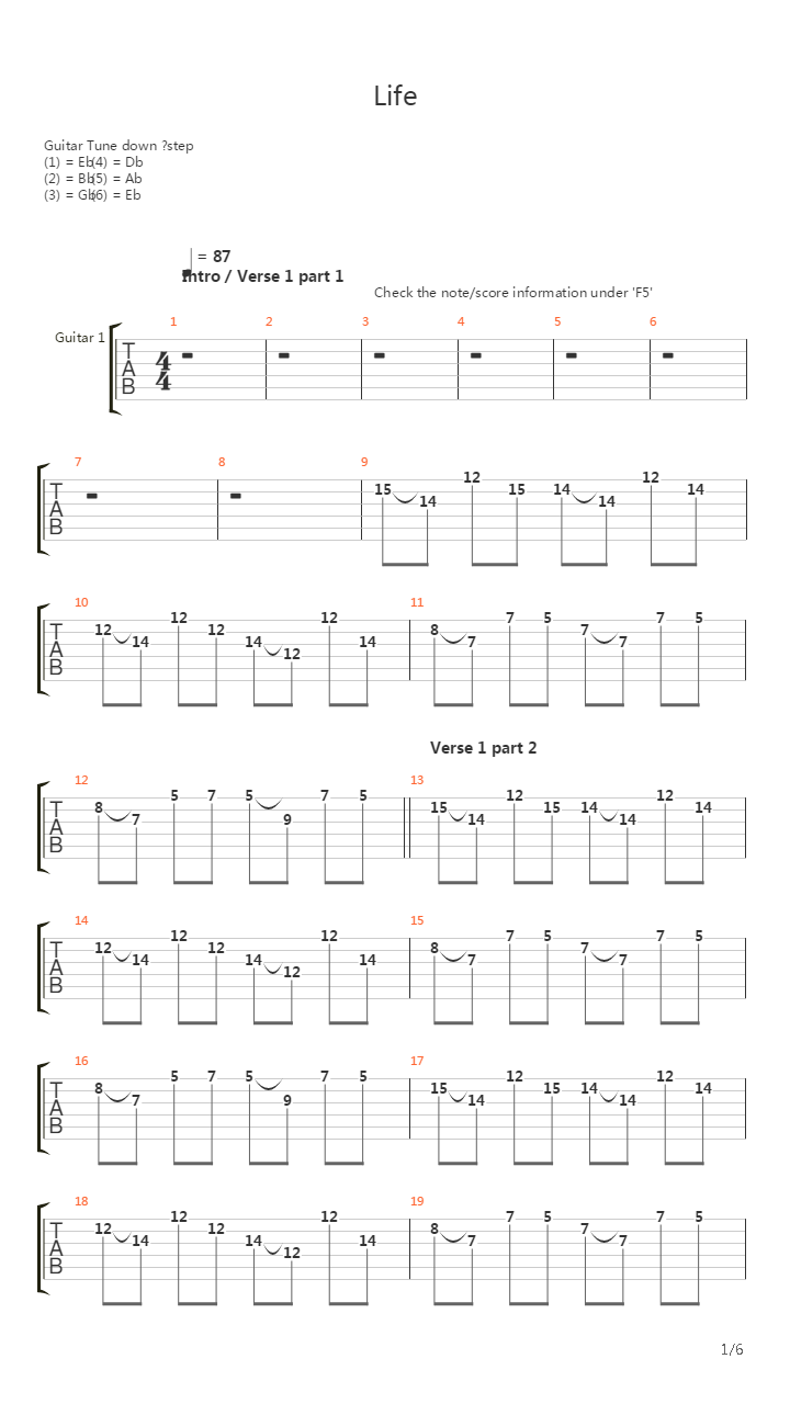 Life吉他谱