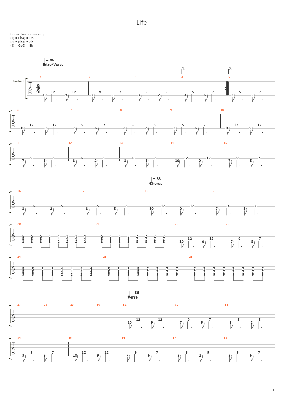 Life吉他谱