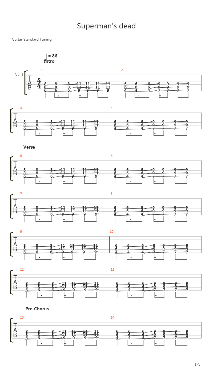 Supermans Dead吉他谱