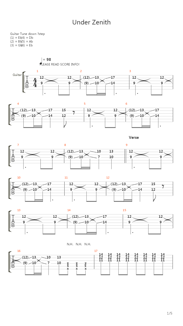 Under Zenith吉他谱