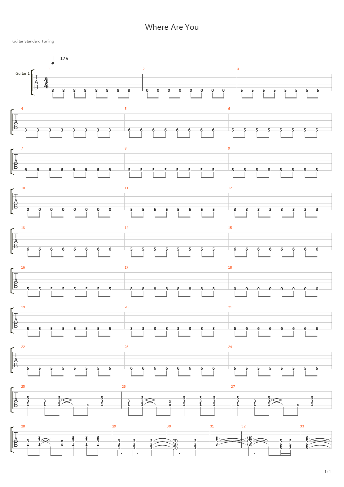 Where Are You吉他谱