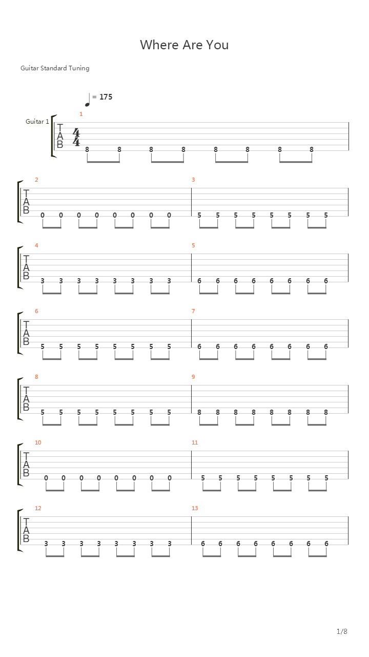 Where Are You吉他谱