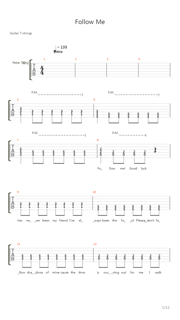 Follow Me吉他谱