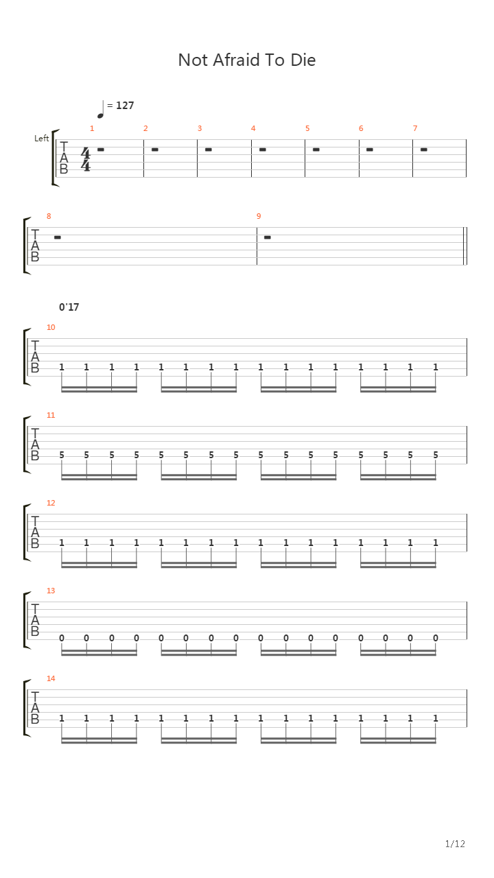 Not Afraid To Die吉他谱
