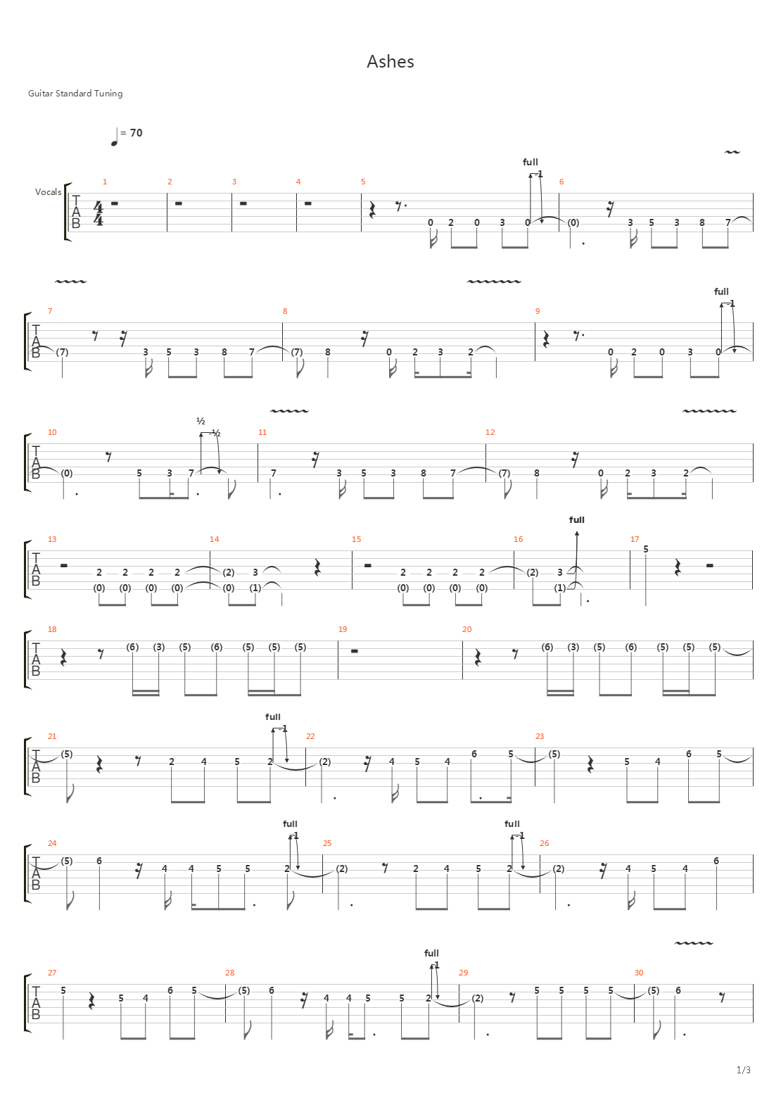 Ashes吉他谱