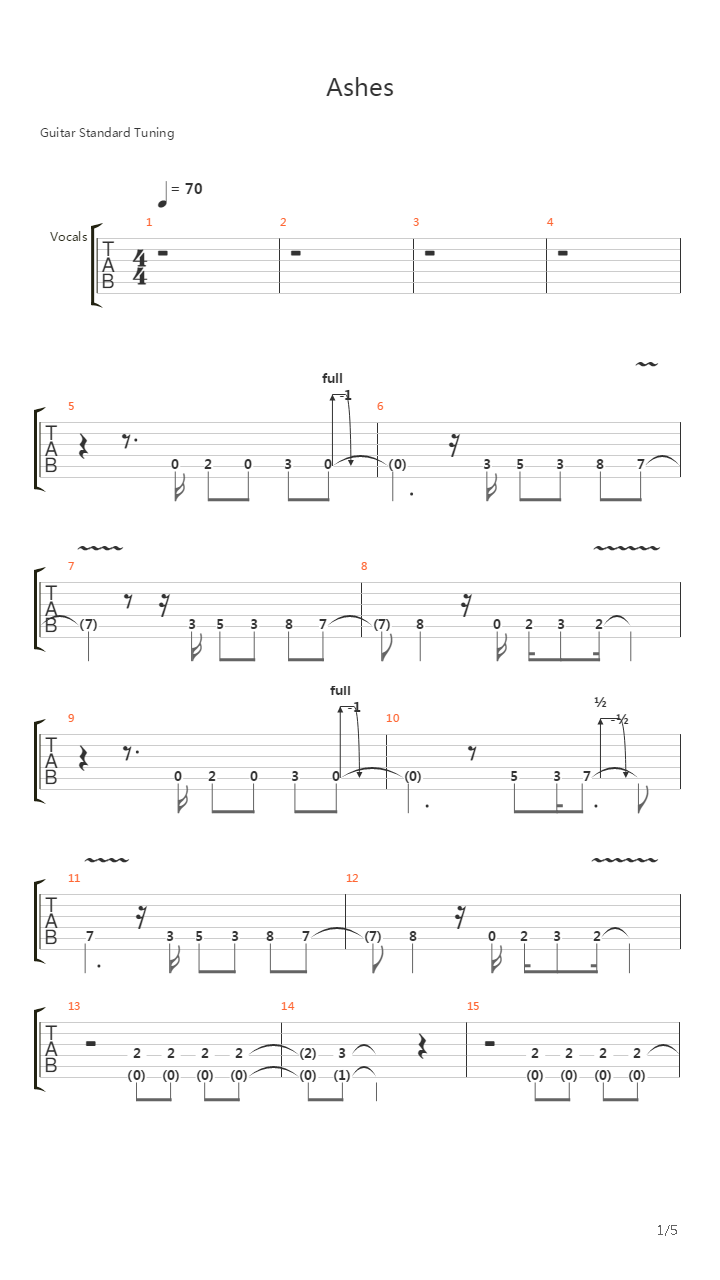 Ashes吉他谱