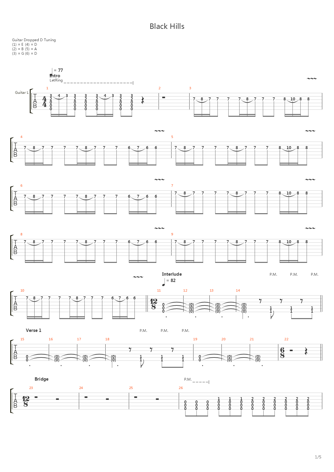 Black Hills吉他谱