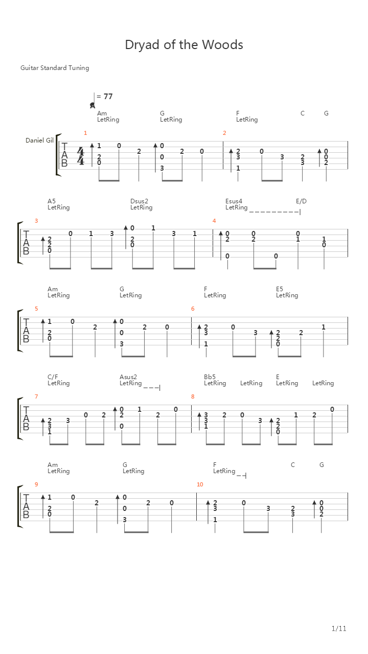Dryad Of The Woods吉他谱