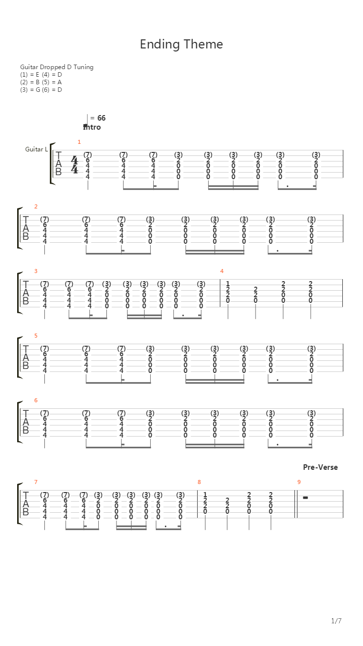 Ending Theme吉他谱