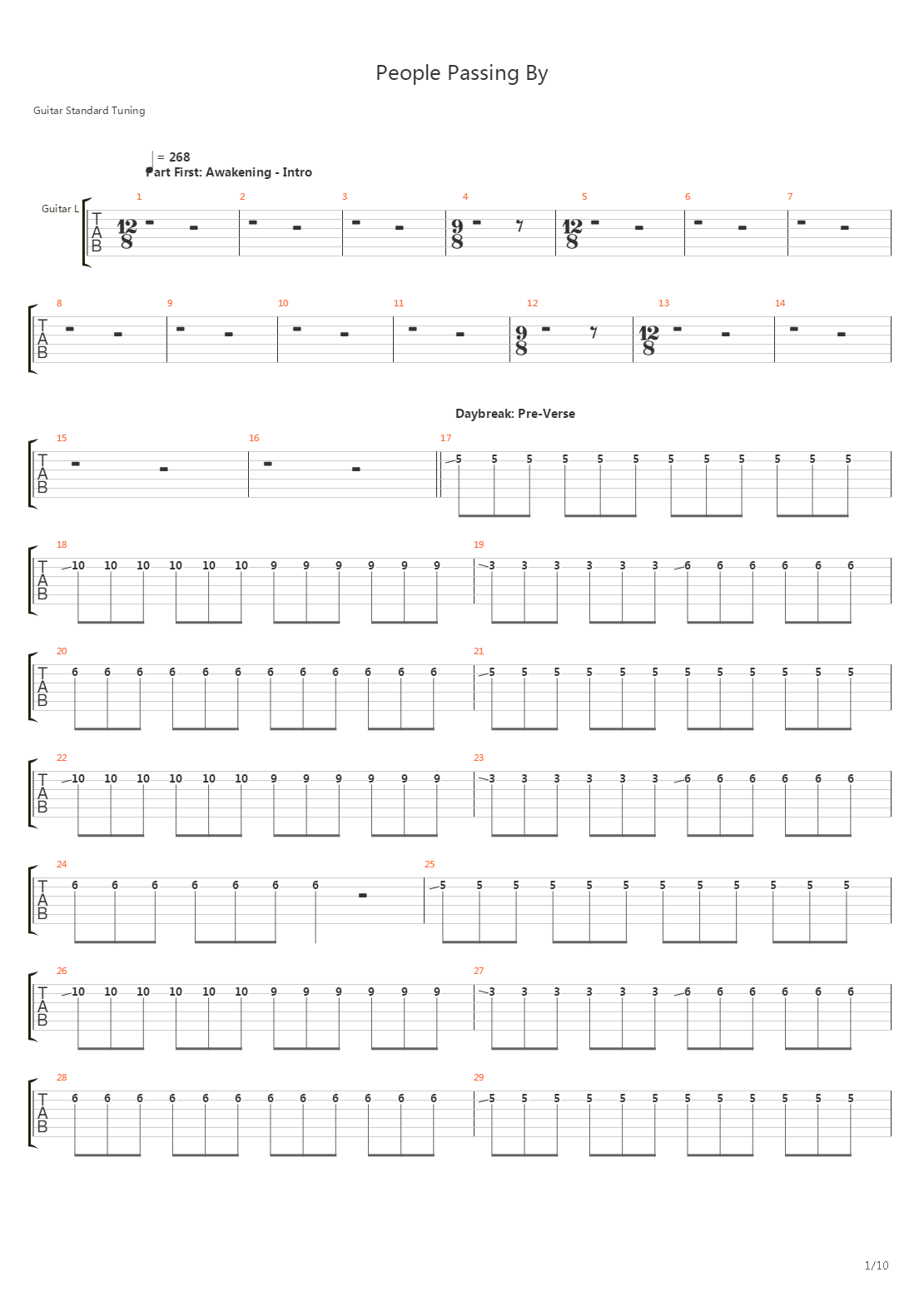 People Passing By吉他谱