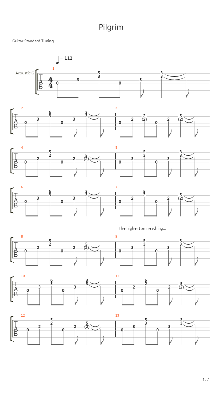 Pilgrim吉他谱
