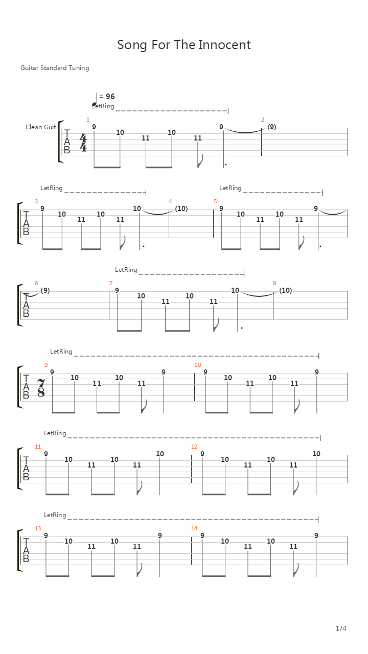 Song For The Innocent吉他谱