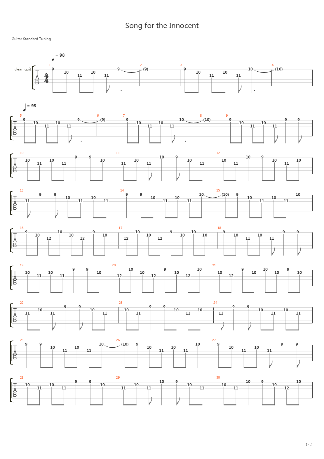 Song For The Innocent吉他谱