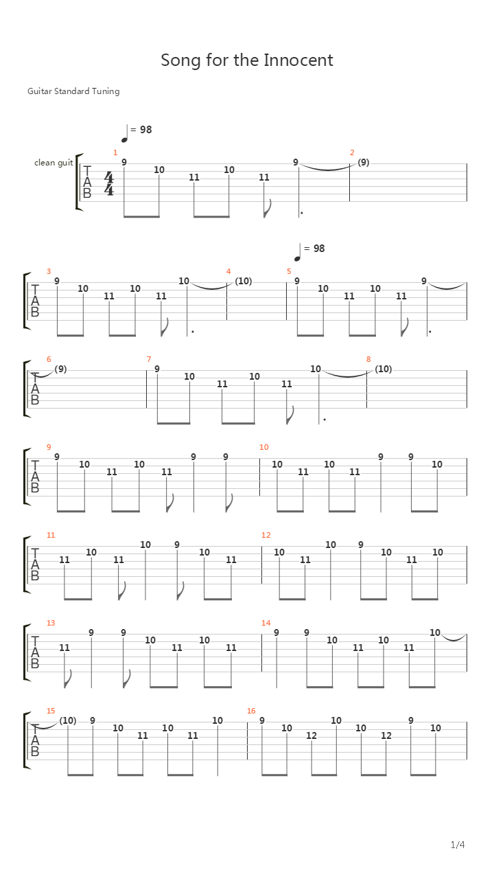 Song For The Innocent吉他谱