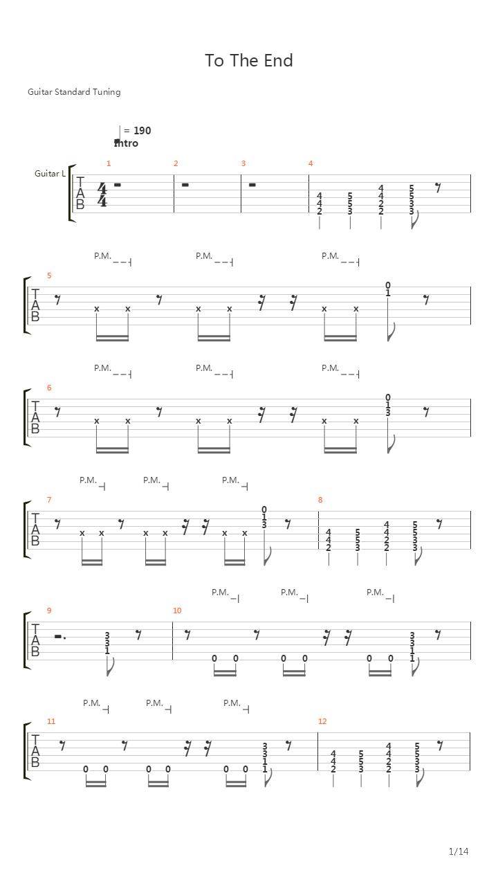 To The End吉他谱