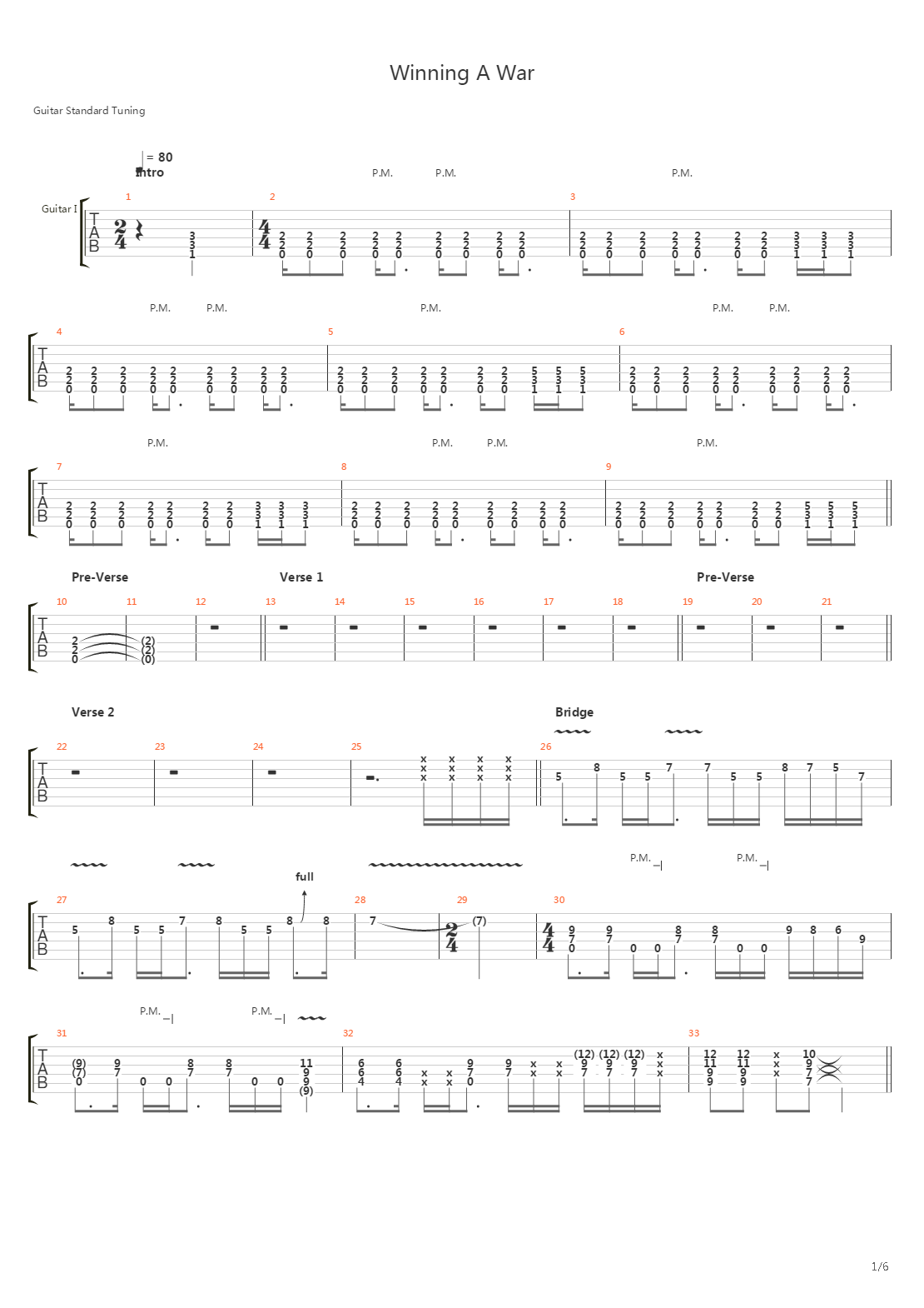 Winning A War吉他谱