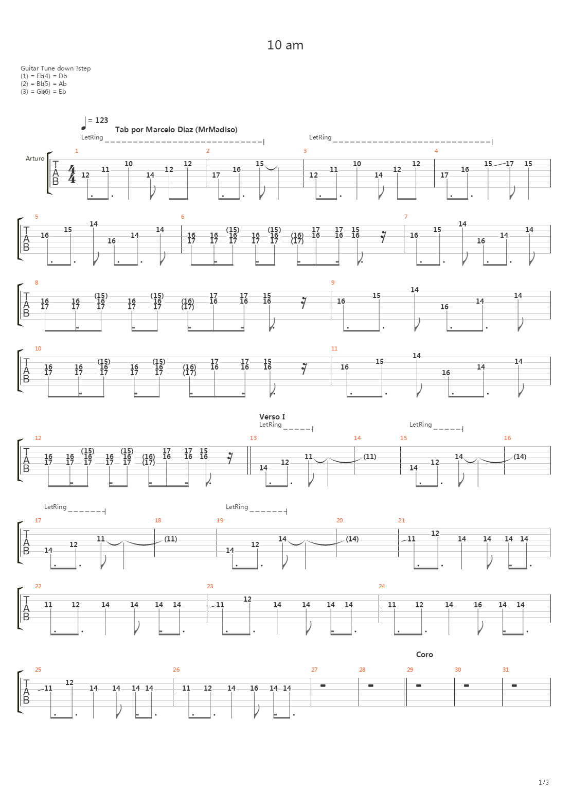 10 Am吉他谱