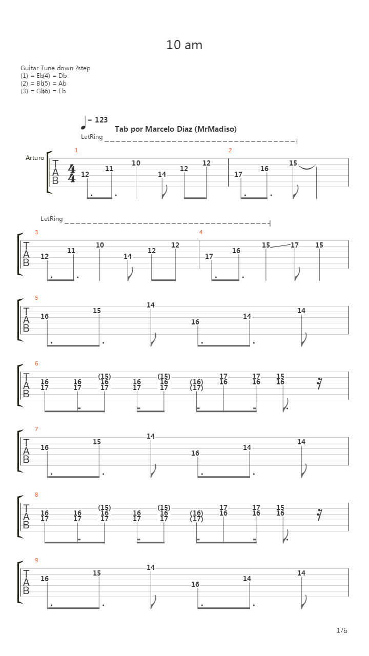 10 Am吉他谱