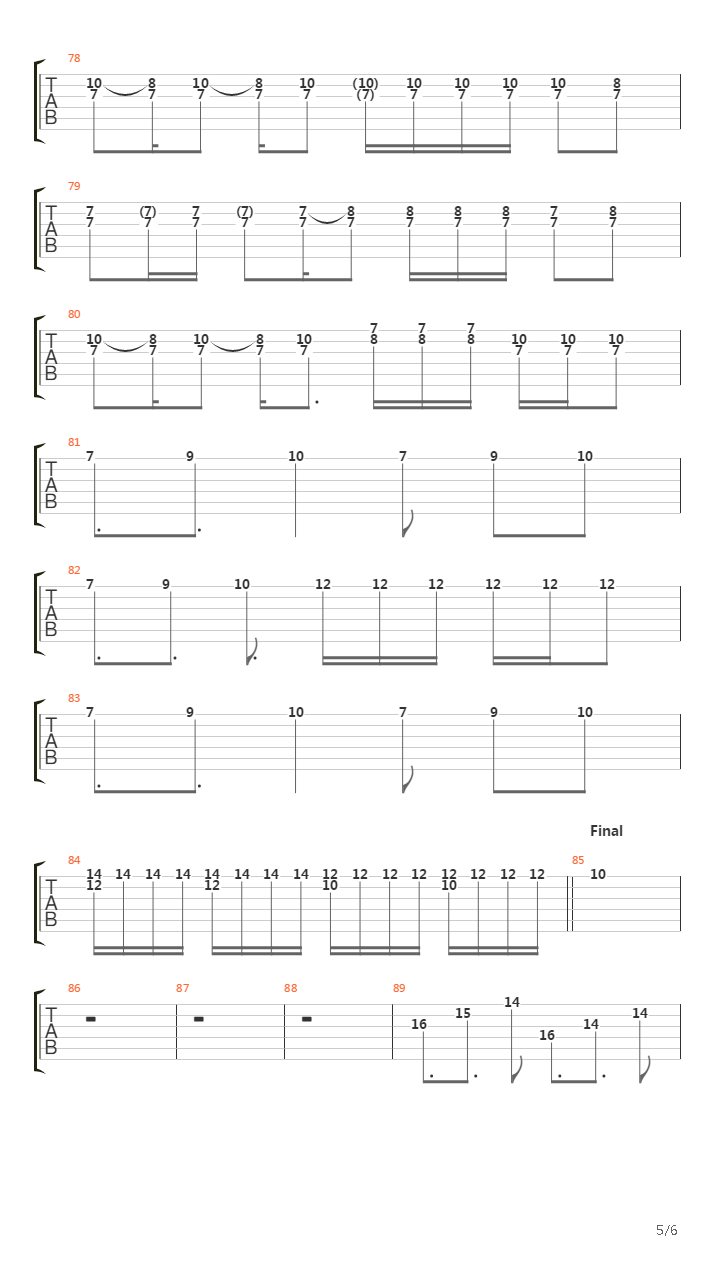 10 Am吉他谱