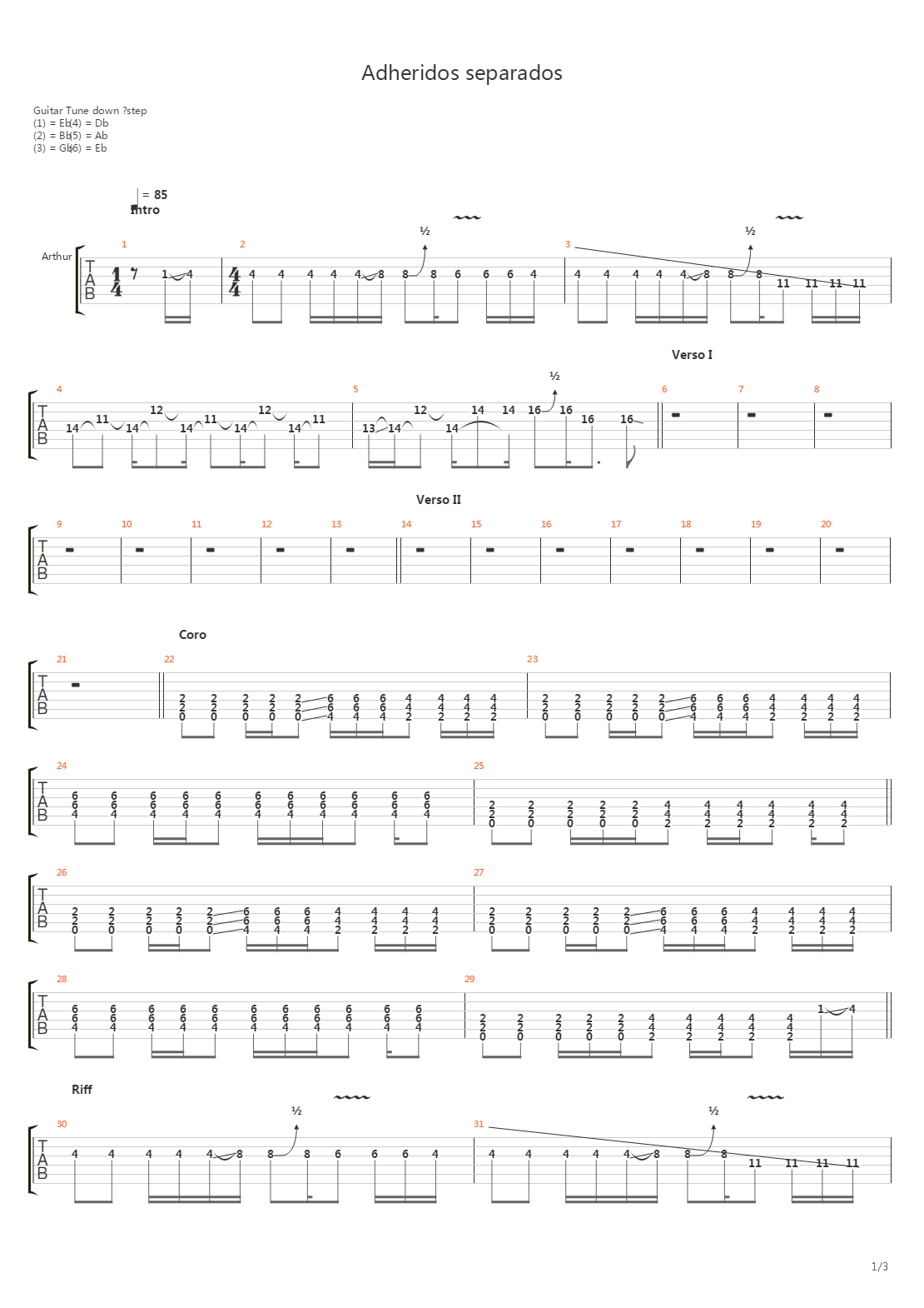 Adheridos Separados吉他谱