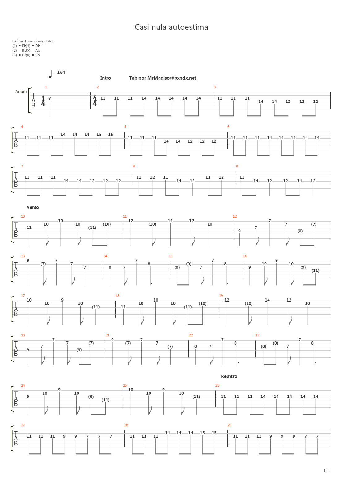 Casi Nula Autoestima吉他谱