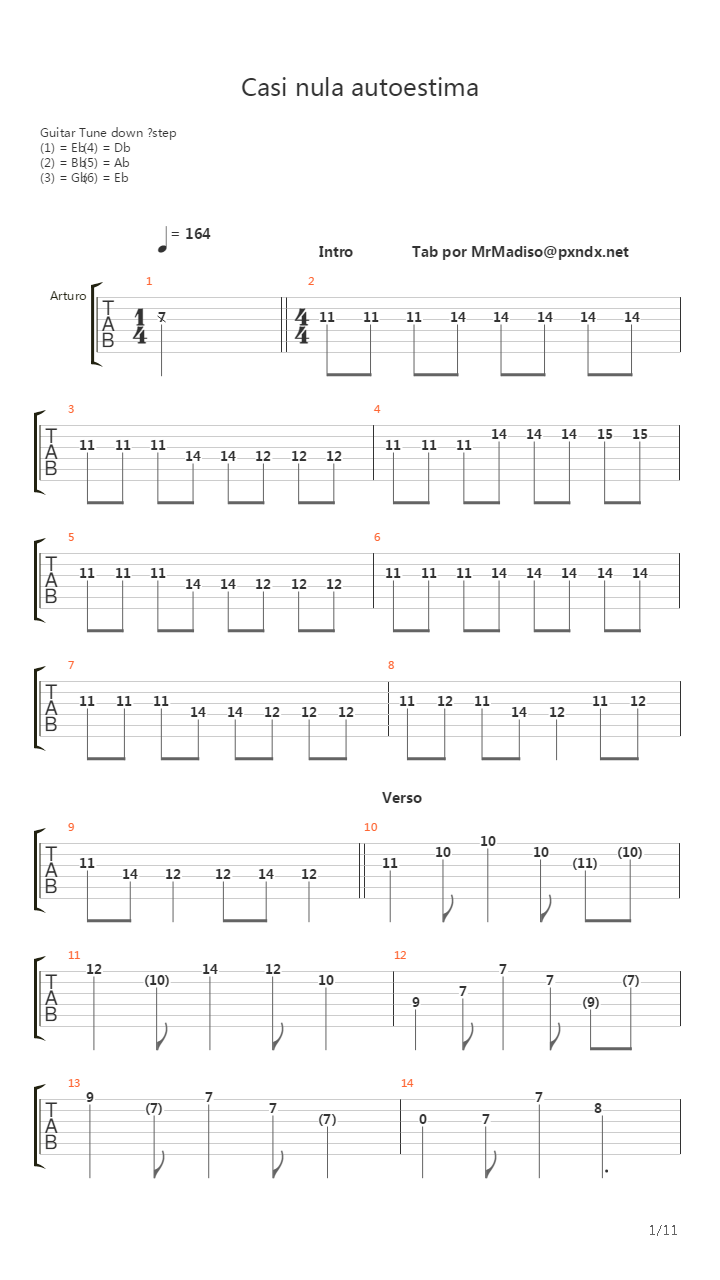 Casi Nula Autoestima吉他谱