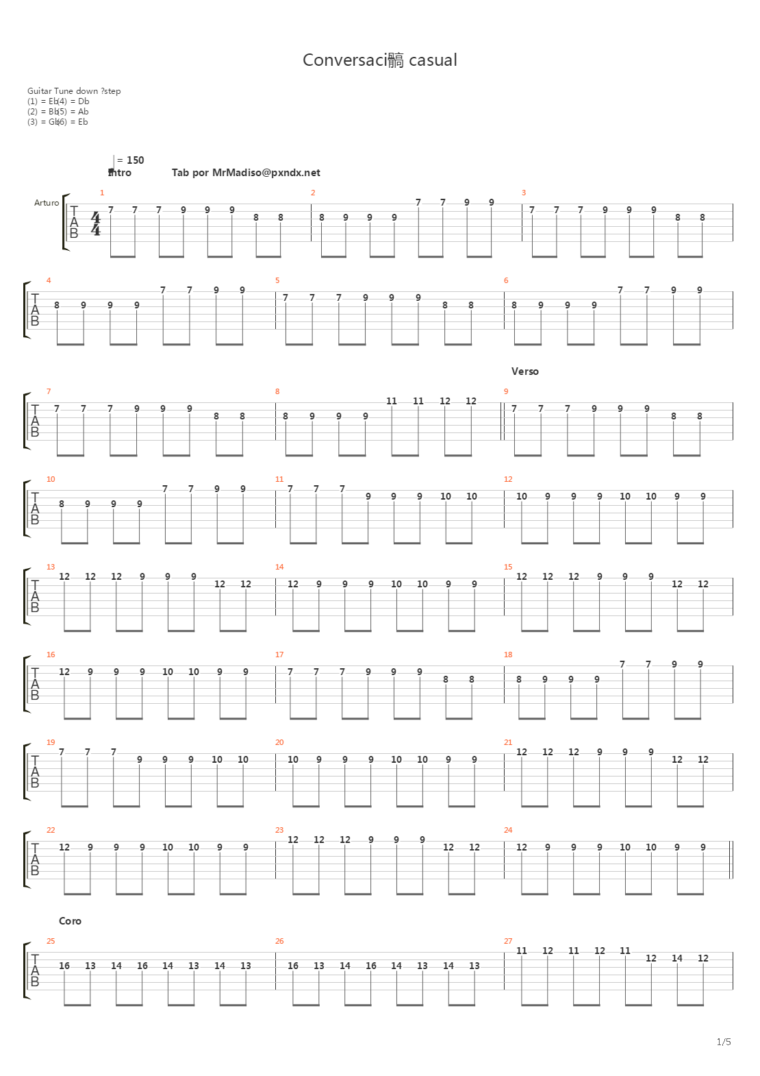 Conversacion Casual吉他谱