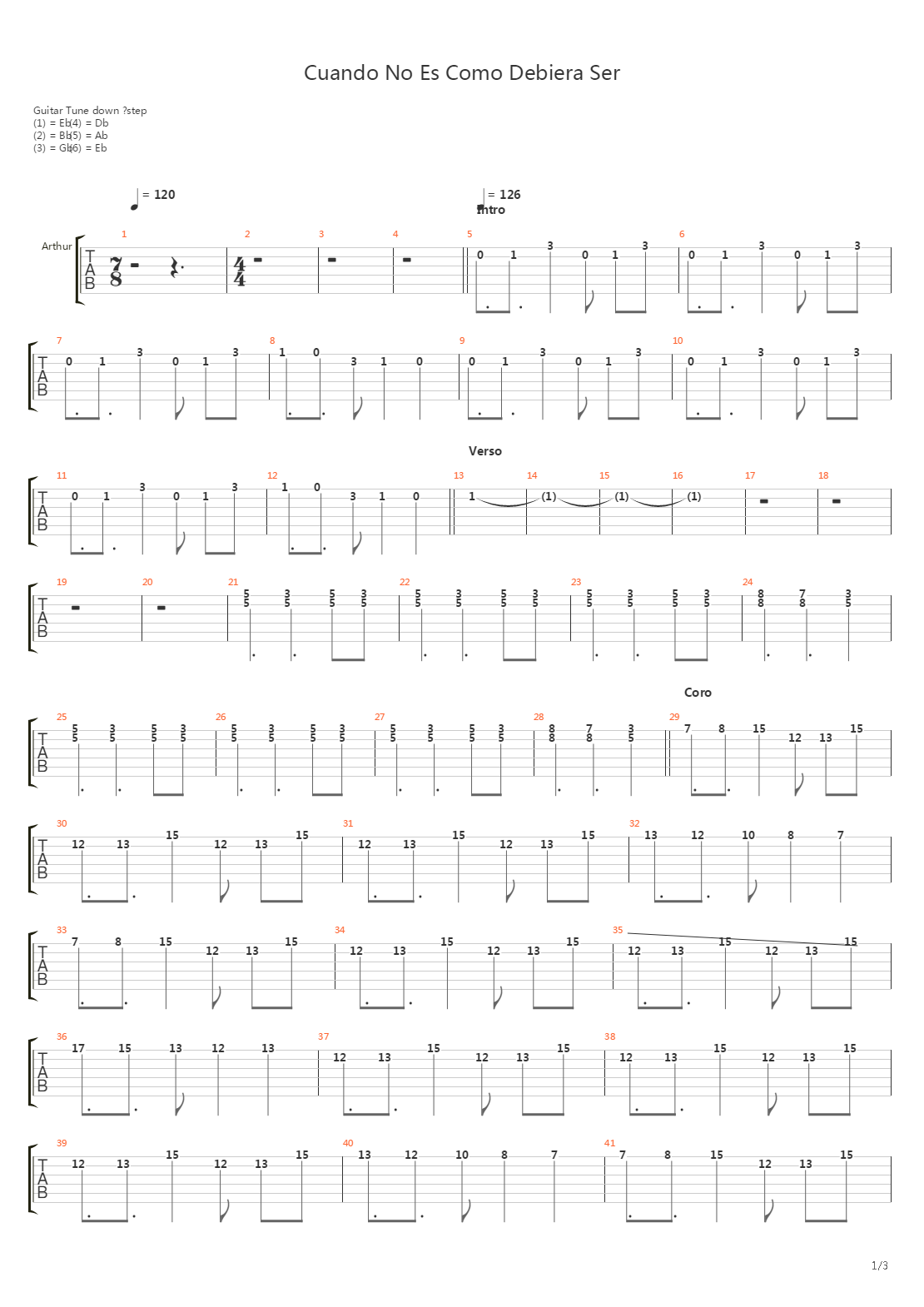 Cuando No Es Como Debera Ser吉他谱