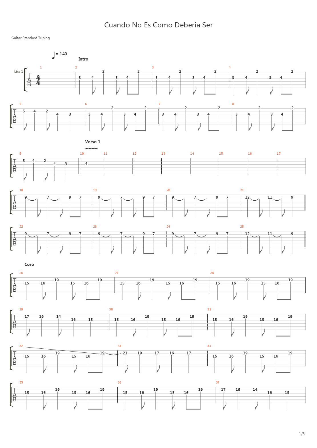 Cuando No Es Como Deberia Ser吉他谱