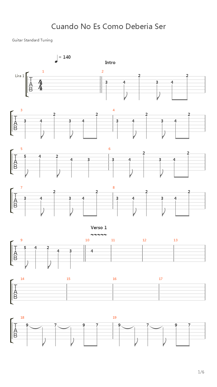 Cuando No Es Como Deberia Ser吉他谱