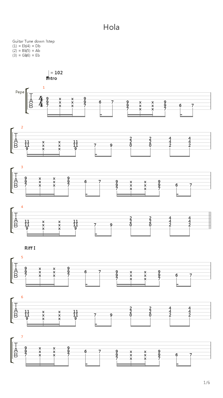 Hola吉他谱