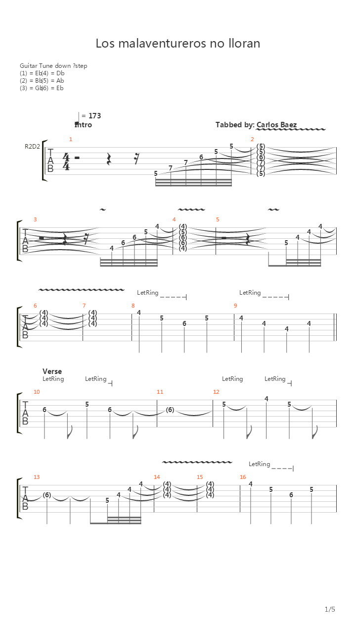 Los Malaventureros No Lloran吉他谱