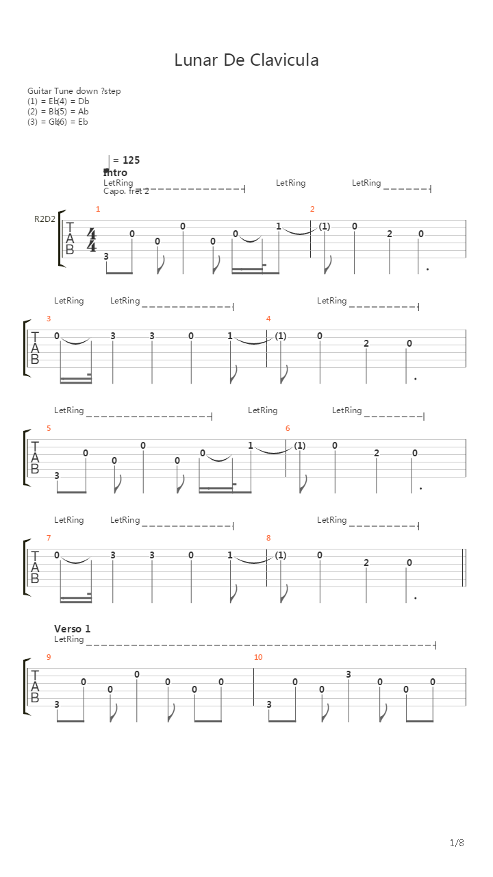 Lunar De Clavicula吉他谱