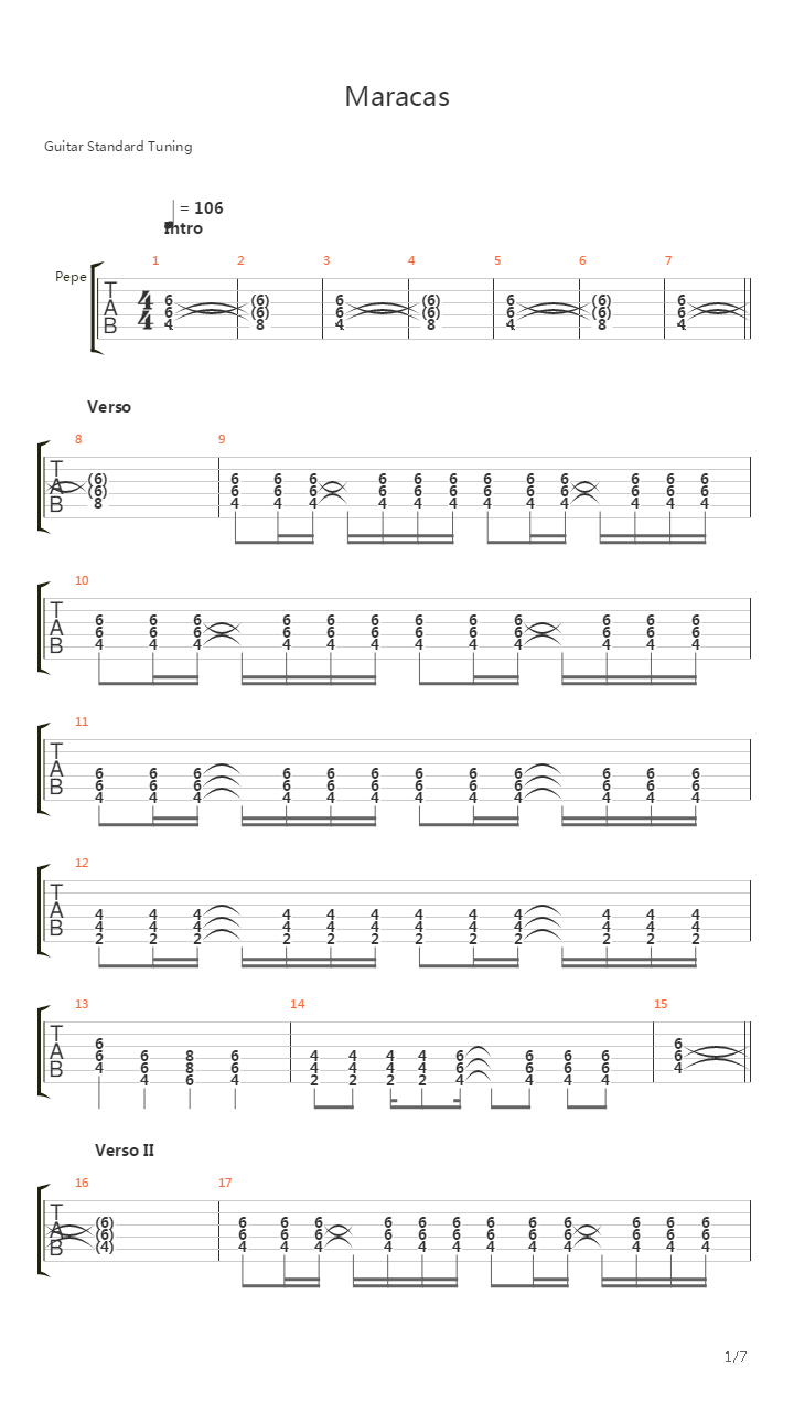 Maracas吉他谱