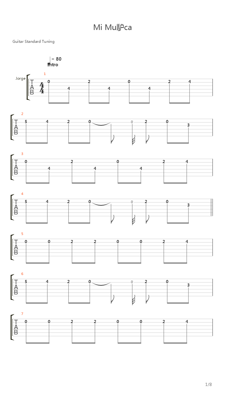 Mi Muneca吉他谱